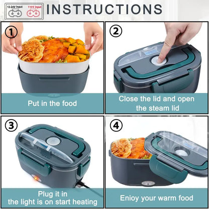 HeatMate 80W Electric Lunch Box – Leakproof, 1.5L/1.8L, Portable with Cutlery Bag