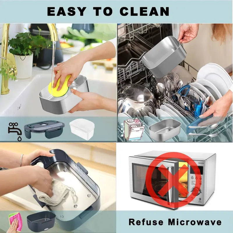 HeatMate 80W Electric Lunch Box – Leakproof, 1.5L/1.8L, Portable with Cutlery Bag