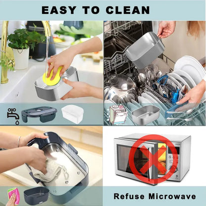 HeatMate 80W Electric Lunch Box – Leakproof, 1.5L/1.8L, Portable with Cutlery Bag