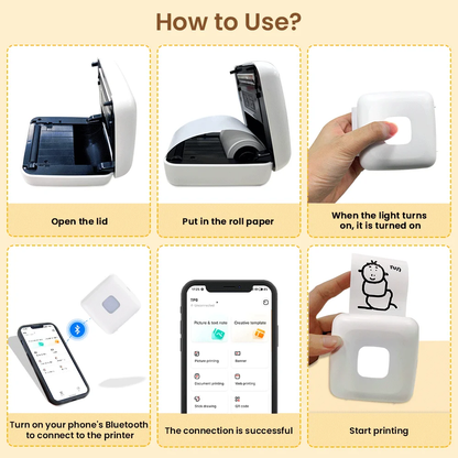 TP6 Pocket Sticker Printer - Portable Bluetooth Printer for Flashcards, Journals, Photos & Notes - Perfect Kids Gift!