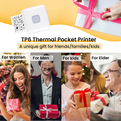 TP6 Pocket Sticker Printer - Portable Bluetooth Printer for Flashcards, Journals, Photos & Notes - Perfect Kids Gift!